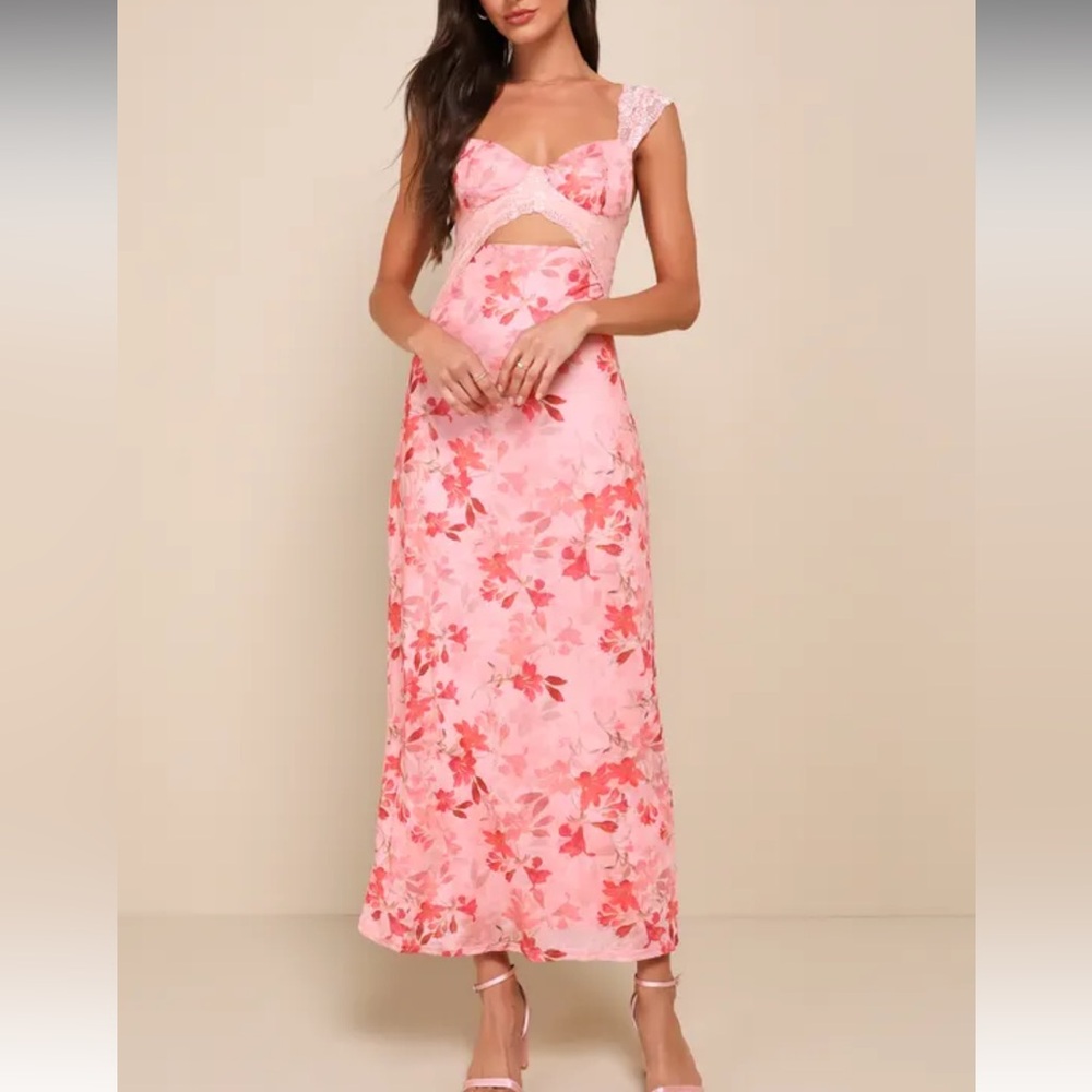 Floral Pink Cutout Dress
